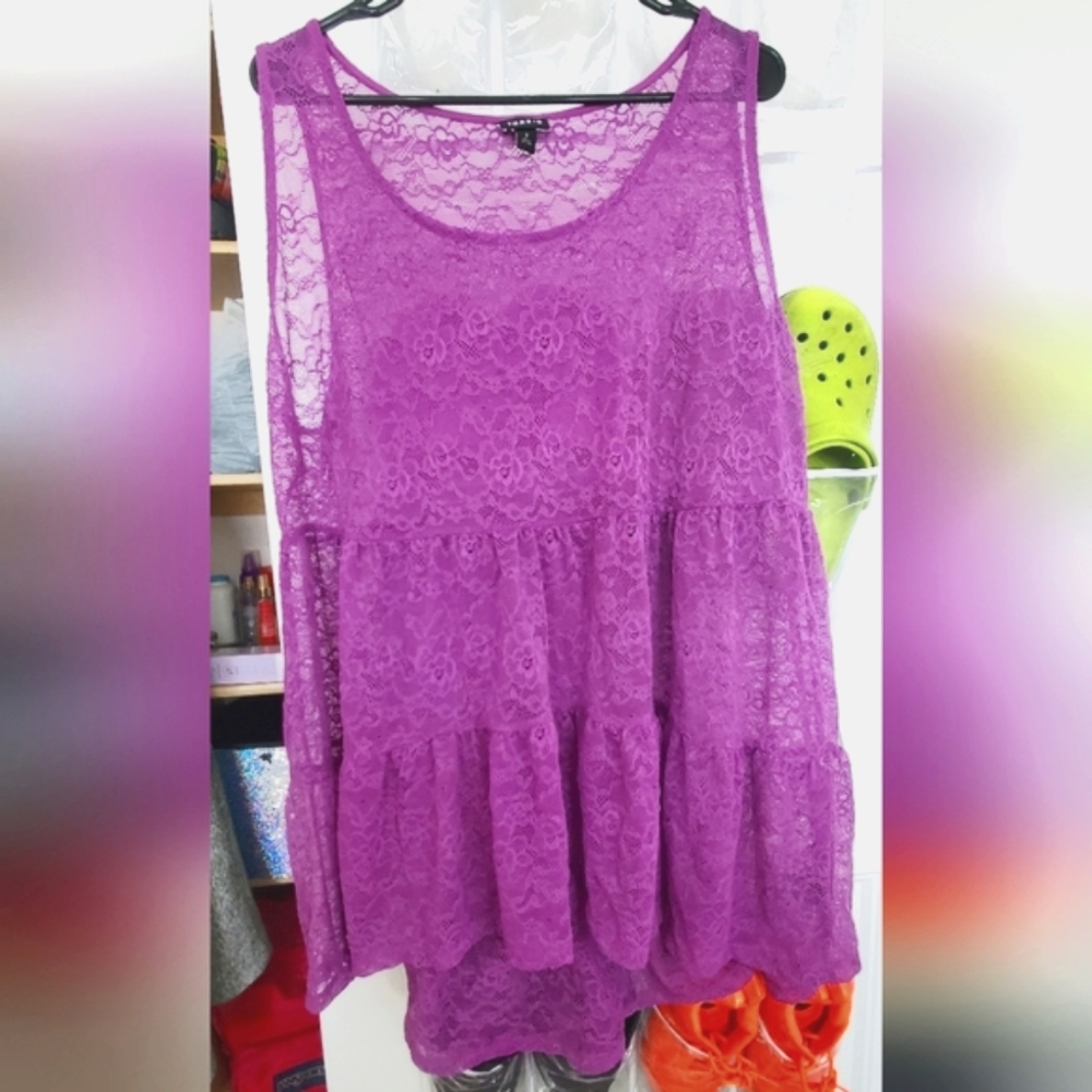 Torrid Purple Lace Sleeveless Top